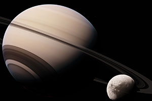 saturn and one of its moons