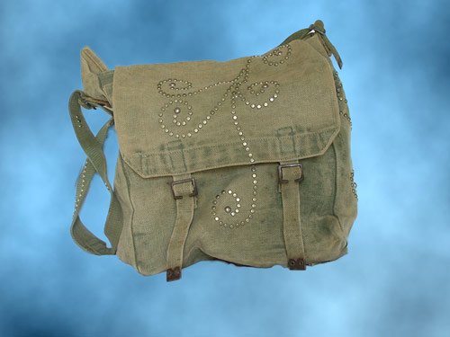 braided canvas bag with abstract background