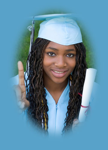 kid in graduation atiree holding a diploma gesturing with index finger
